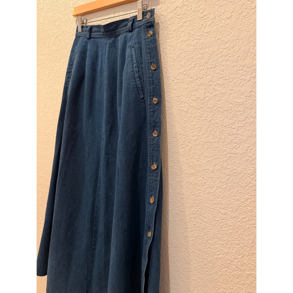 Talbots Indigo Button-Trim Denim Midi Skirt - Picture 4 of 9